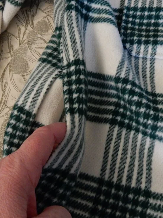 NWOT Sonoma XXL women's white green plaid shacket shirt snap buttons beach farm - Picture 4 of 6
